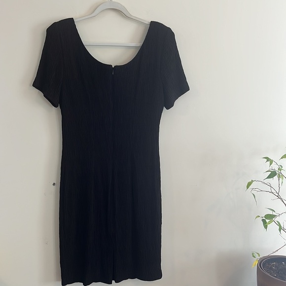 Vintage Santa Fe Black Crepe Dress‎ Pleated Sexy 80s 90s Party Cocktail Plisse - Picture 5 of 5